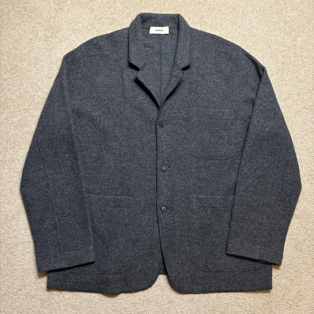 Buck Mason Felted Chore Coat Blazer Mens 2XL Gray Wool Knit Unstructured Jacket